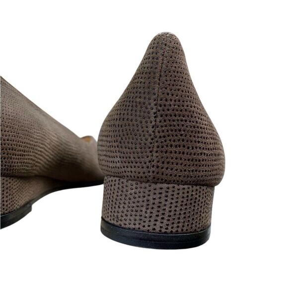 Bruno Magli Leather Mini Wedge Peep Toe Heels Taupe 7.5 - Picture 6 of 9